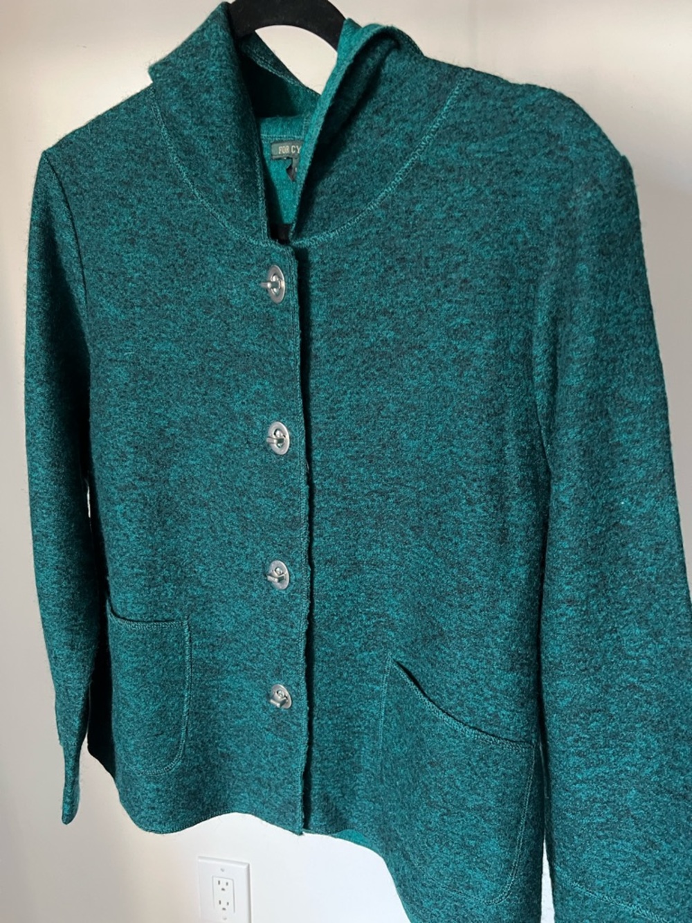 For Cynthia women dark teal  Button-Front Wool-Blend Jacket